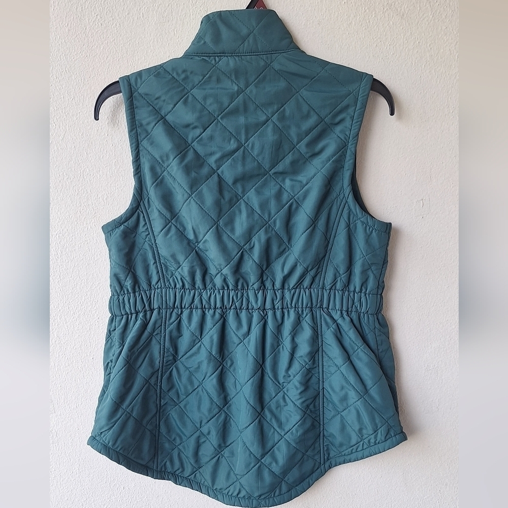 Bit & Bridle Quilted Vest Women Green Full Zip Pockets Size XS - Picture 5 of 6